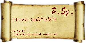 Pitsch Szólát névjegykártya